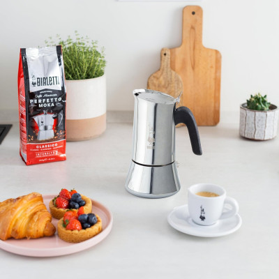 Bialetti - Nueva Venus de Inducción, Cafetera Italiana para Espressos de Acero inoxidable, adecuado para todo tipo de Placas, 10