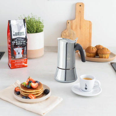 Bialetti - Nueva Venus de Inducción, Cafetera Italiana para Espressos de Acero inoxidable, adecuado para todo tipo de Placas, 10