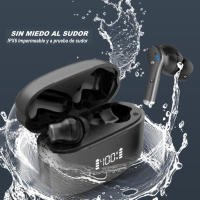 Jiubei Auriculares Inalambricos M48 Bluetooth 5.3 IPx6 con reduccion de Ruido ANC+ ENC y Estuche de Carga para iOS/Android/PC