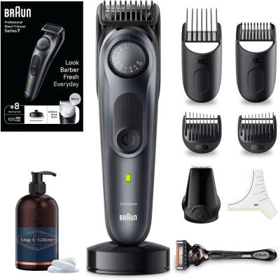 Braun Series 7 Recortadora de Barba, Máquina Cortar Pelo, Cortapelos Hombre con ProBlade BT7441 + King C. Gillette Gel para