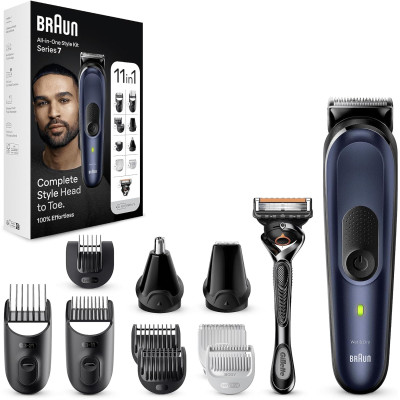 Braun Recortadora de Barba Series 7 Máquina Cortar Pelo, Máquina de afeitar, Cortapelos Hombre Kit 10 en 1 Para Barba, Pelos,