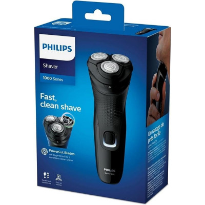 Philips Serie 1000 Afeitadora Eléctrica Hombre, Máquina de Afeitar Barba con Cuchillas Powercut, Cortapatillas para Bigote y