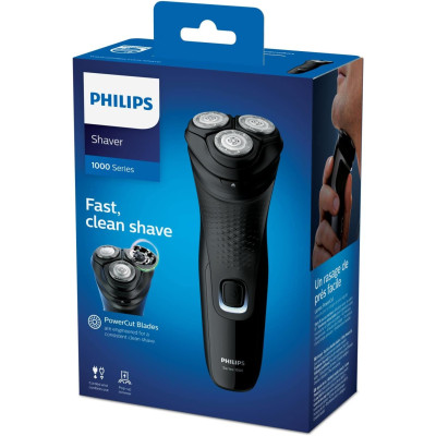 Philips Serie 1000 Afeitadora Eléctrica Hombre, Máquina de Afeitar Barba con Cuchillas Powercut, Cortapatillas para Bigote y