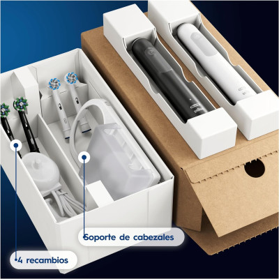 Oral-B Pro 3 3900N Cepillos de Dientes Eléctricos (Pack de 2) con Mango Recargable y 2 Cabezales de Recambio, Diseñado por