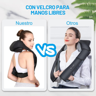 TAKRINK Masajeador Shiatsu 16 Cabezales de Masaje Integrados Masajeador de Hombros Cuello 3 Niveles de Velocidad Dirección