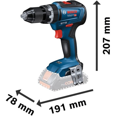 Bosch Professional 18V System GSB 18V-55 - Taladro percutor a batería (Brushless, 55 Nm, 2 baterías x 4.0 Ah, set 82 accesorios,