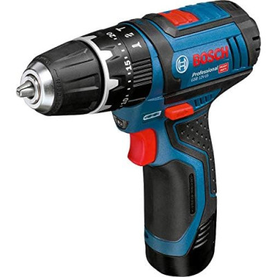 Bosch Professional 12V System GSB 12V-15 - Taladro percutor a batería (30 Nm, 1300 rpm, 2 baterías x 2.0 Ah, en L-BOXX)